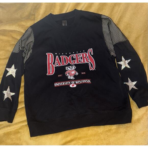 Women’s Game day Victory Black Wisconsin Badgers Rhinestone Sweatshirt Medium - Picture 8 of 16